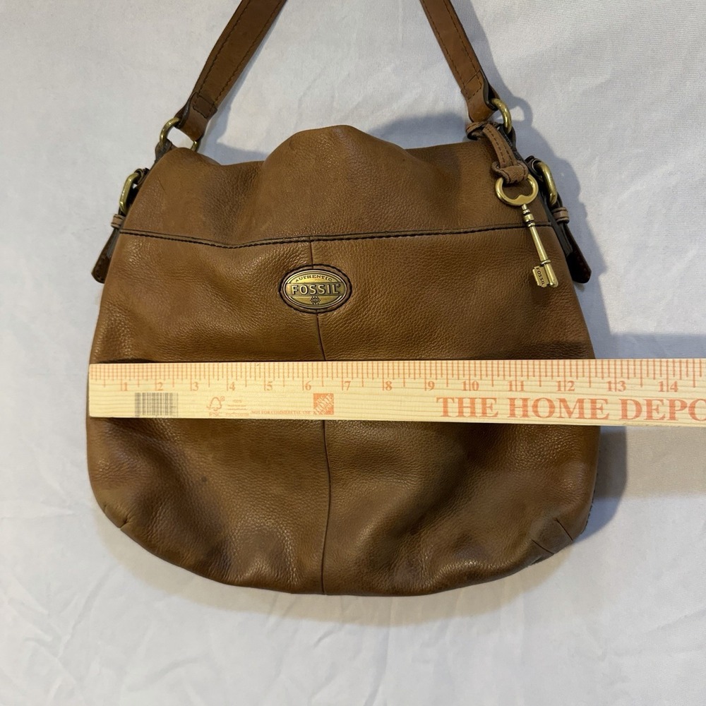 vintage fossil explorer crossbody Bag Leather Tan Zippers Brass Hardware - Picture 7 of 16